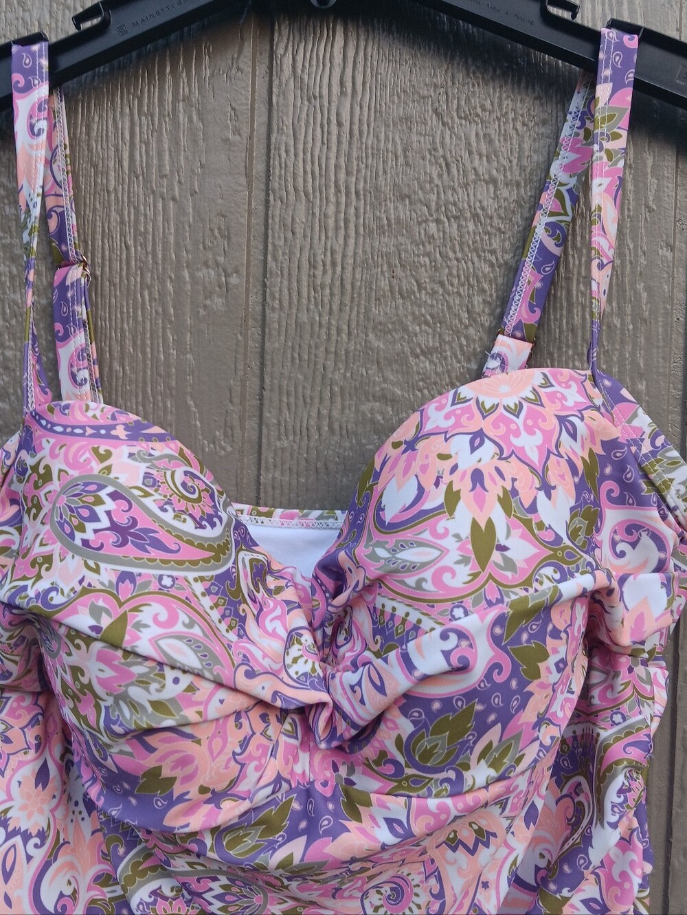 Nicole Miller Studio Pink Paisley Tankini Swim Top Size XL - Picture 2 of 7